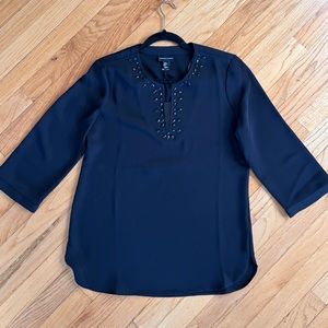Adrienne Vittadini Black Jeweled Blouse NWT